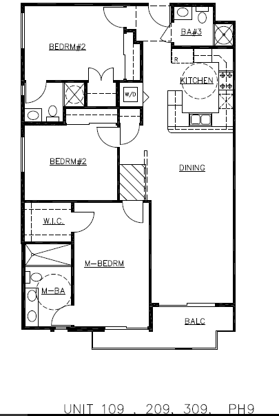 Floor plan for 3 beds, 3 baths, 1347 sqft